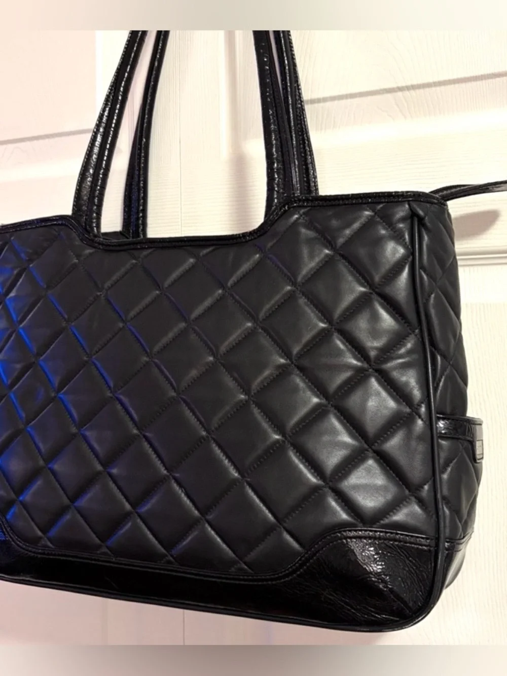 Knomo London Tote Top Handle Una Natural Lather Padded Quilted Laptop Travel Bag